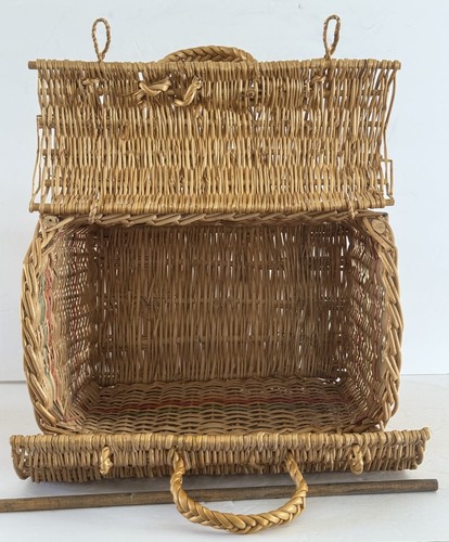 Woven wicker picnic basket - wicker,